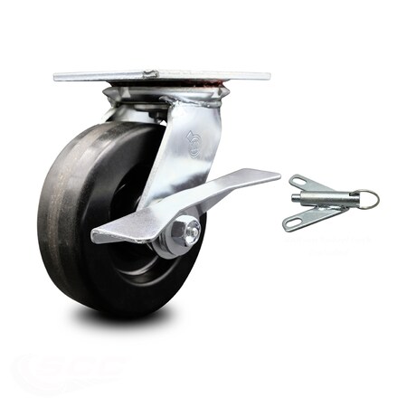 Service Caster 6 Inch Phenolic Caster with Roller Bearing and Brake/Swivel Lock SCC-35S620-PHR-SLB-BSL